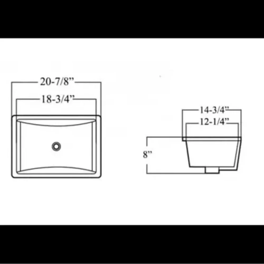 Rectangular  Porcelain Ceramic Undermount Bathroom Sink